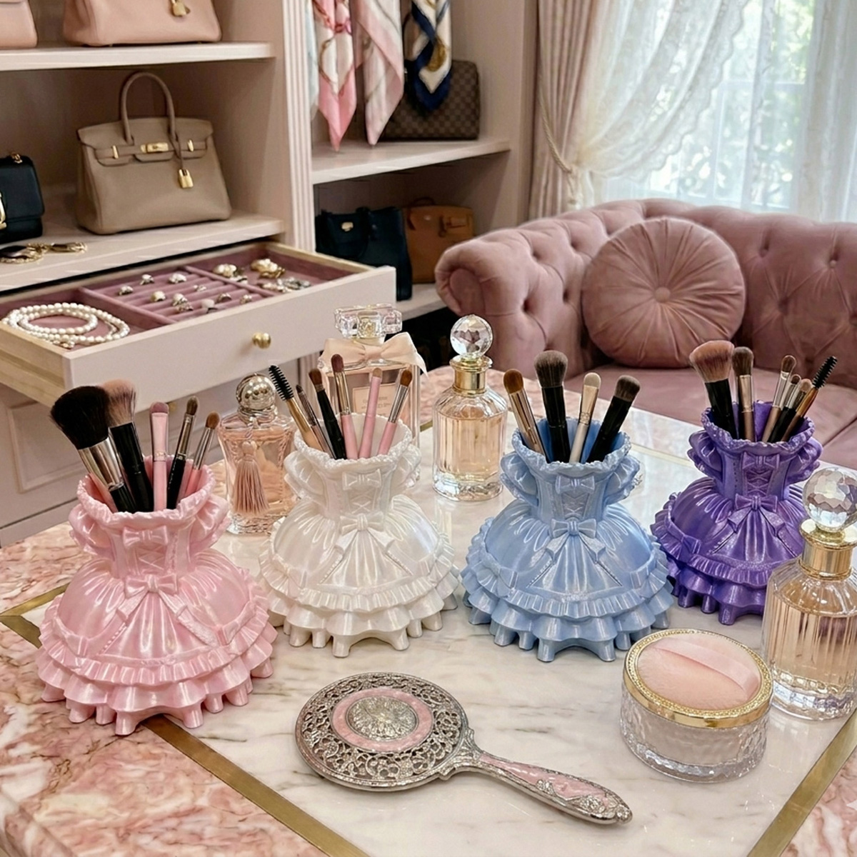 3D Printing Examples - Princess Dress Makeup Brush Holder &