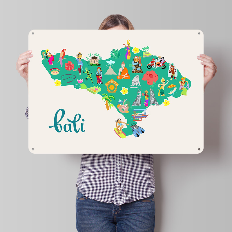 Bali Map Illustration Poster R - 3D Printing Bali review and price