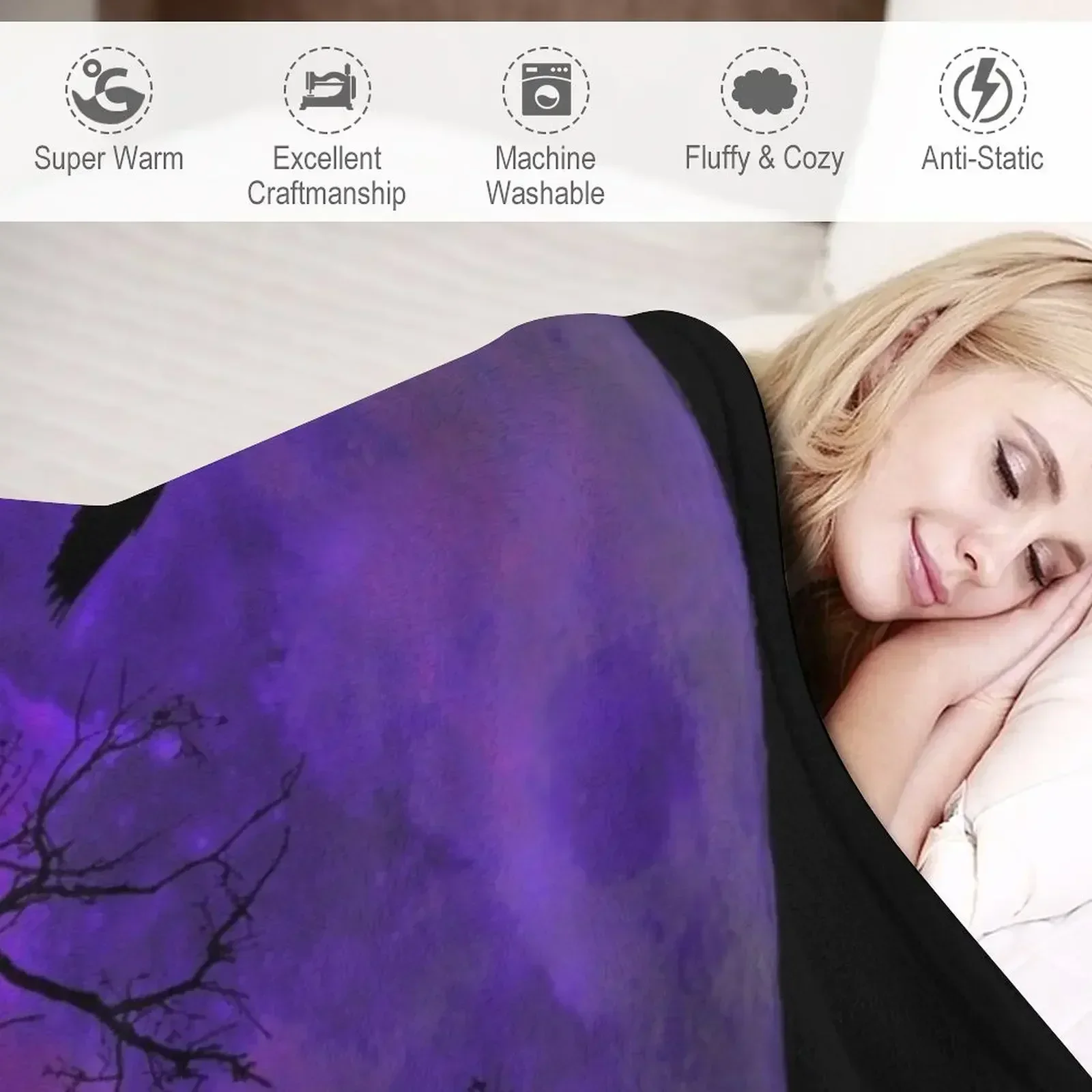 Purple Gothic Moon Throw Blank - 3D Printing Custom review and price
