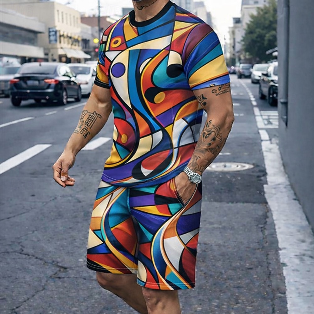 Men's 2pcs Tees Sets Summer To - 3D Printing Custom review and price