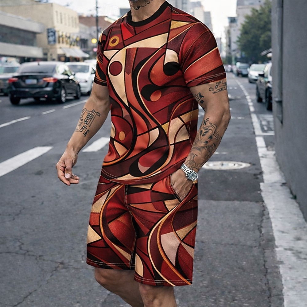 Men's 2pcs Tees Sets Summer To - 3D Printing Custom review and price