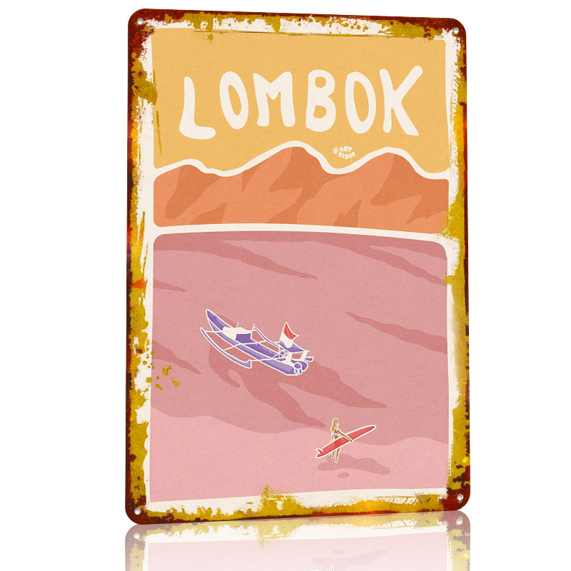Bali Lombok Surf Poster Retro  - 3D Printing Bali review and price