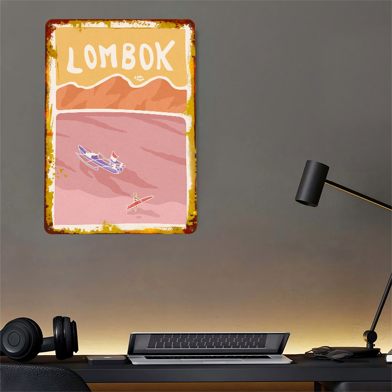 Bali Lombok Surf Poster Retro  - 3D Printing Bali review and price